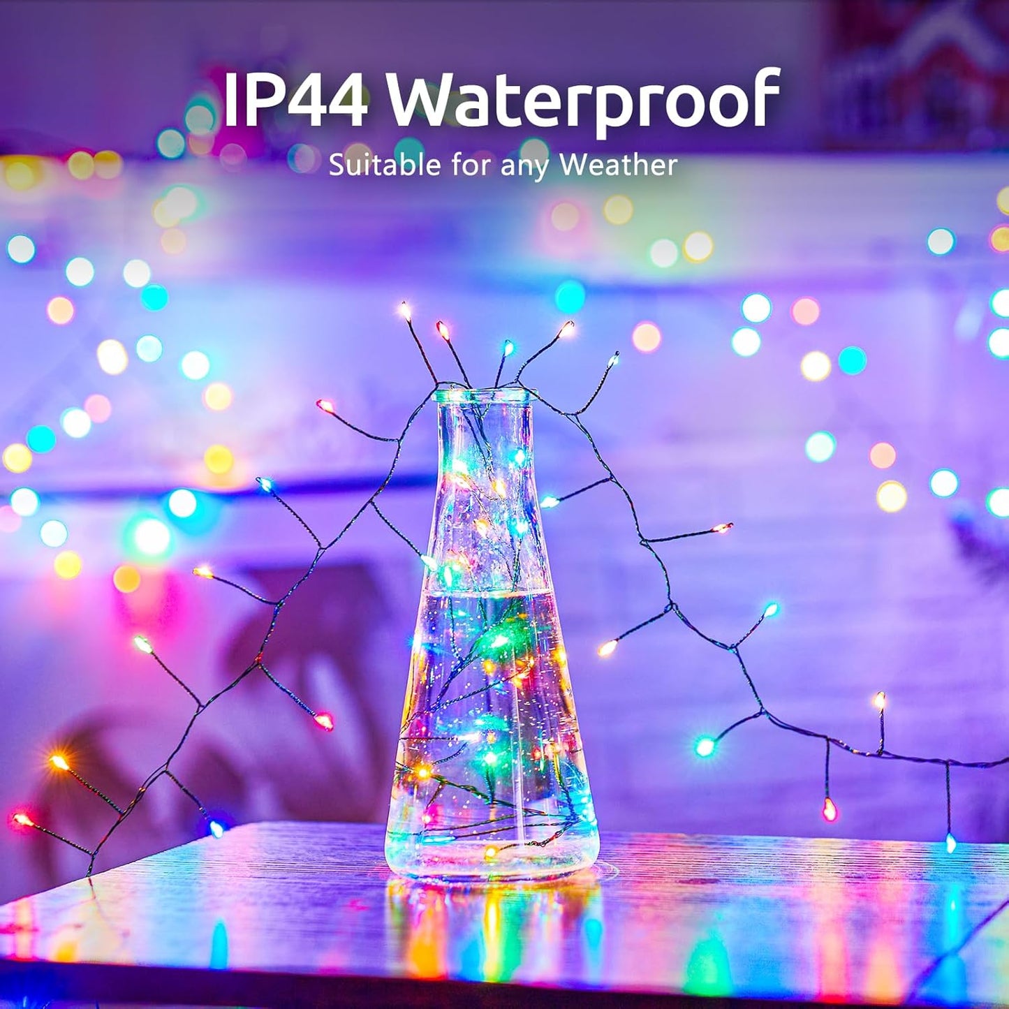 10ft Multicolor Firecracker Fairy Lights - 120 LED, Battery Operated