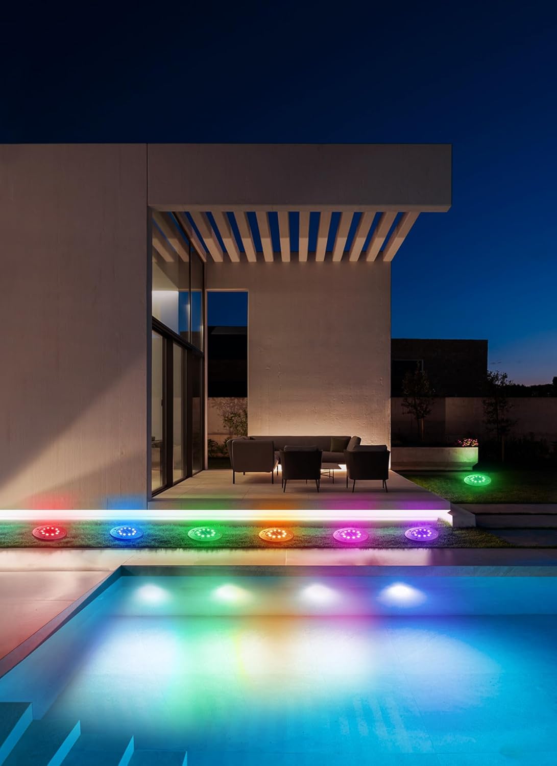 12 Pack RGB Solar LED In-Ground Lights, Outdoor Lighting