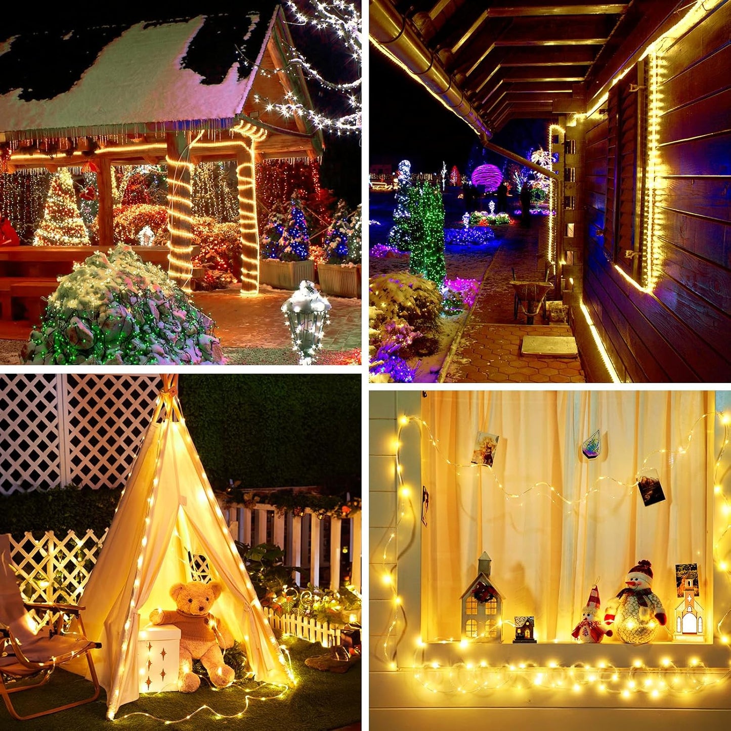 2 Pack Battery Operated Christmas Lights - 66FT 200 LED Rope Lights