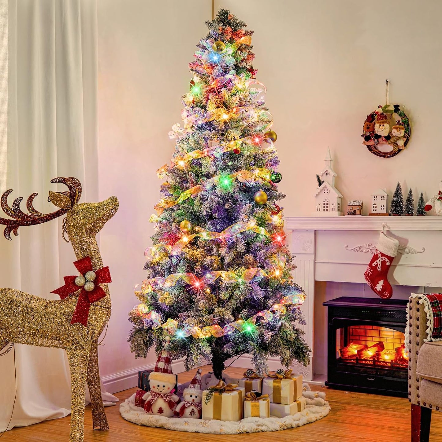2 Pack Christmas Tree String Lights - 33ft 100 LED Gold Ribbon