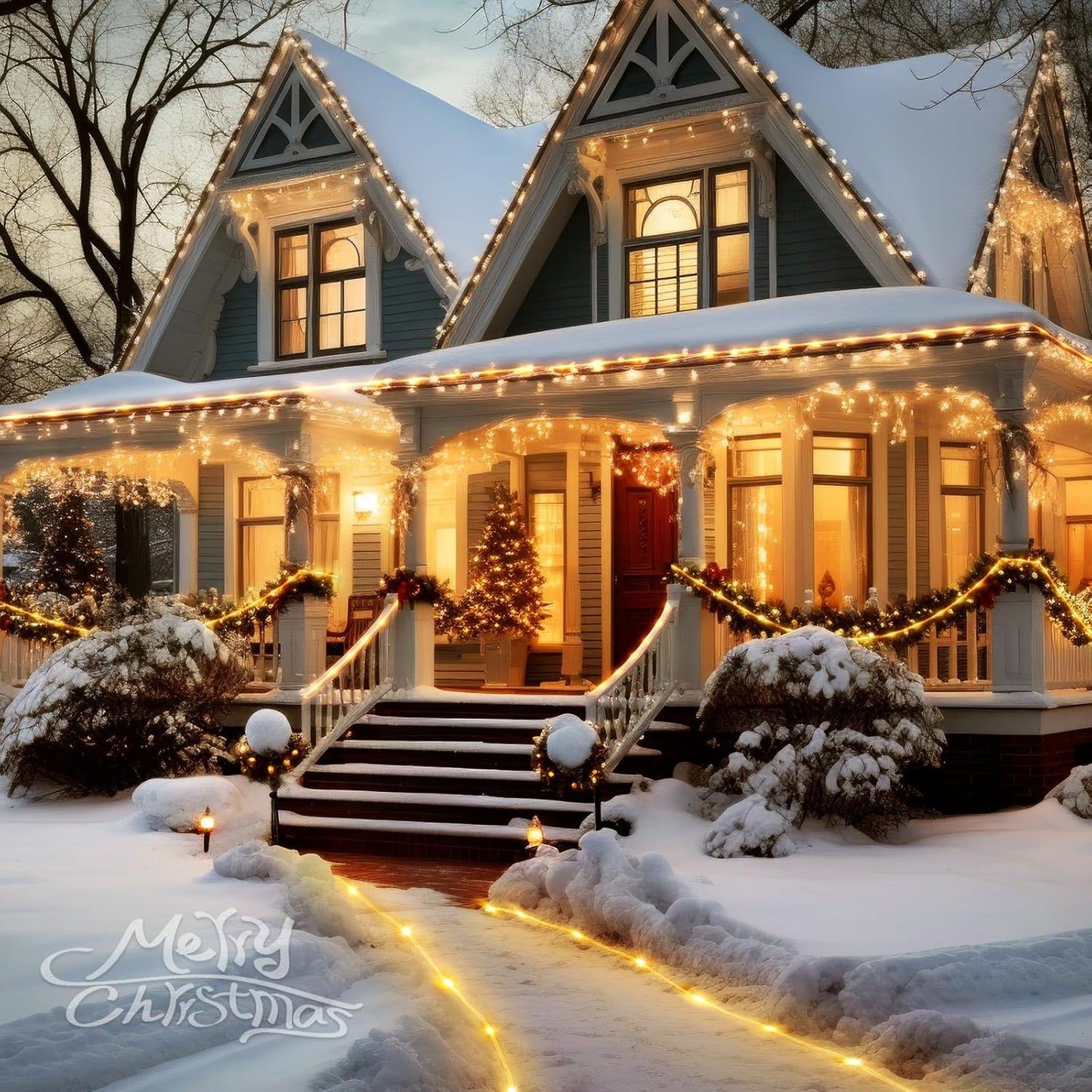 2 Pack Battery Operated Christmas Lights - 66FT 200 LED Rope Lights