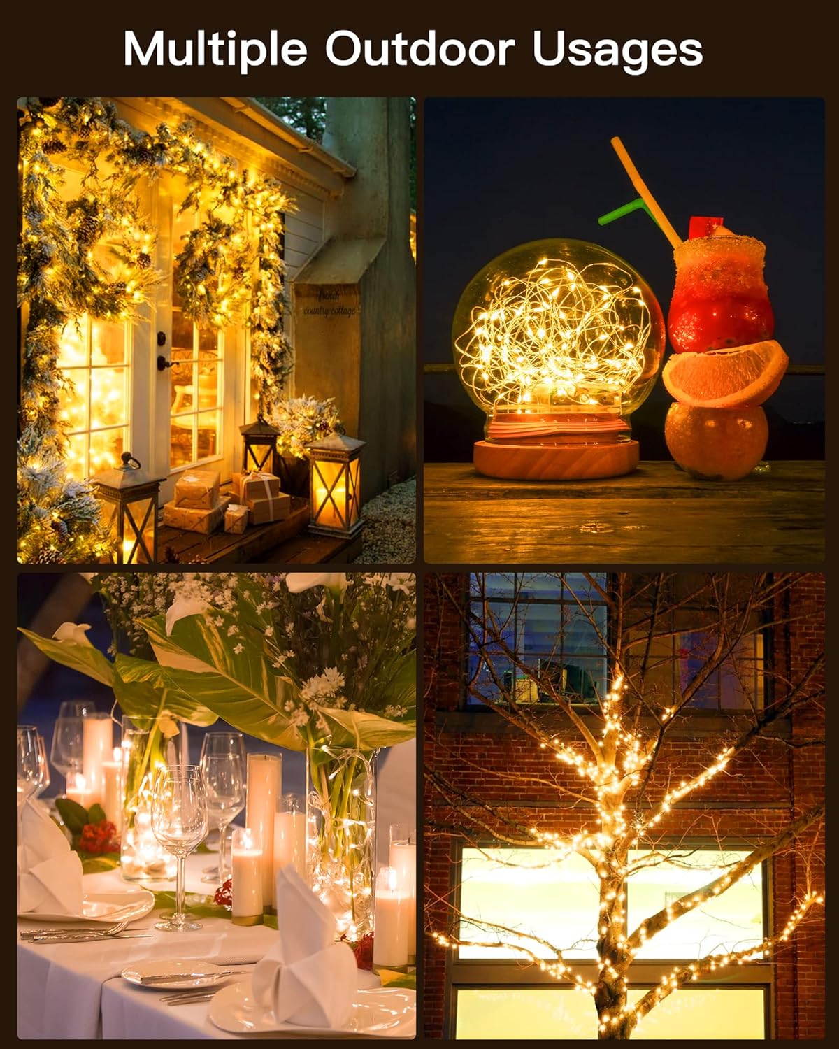 132ft Copper Wire Solar String Lights - 400 LED, Waterproof, 8 Modes