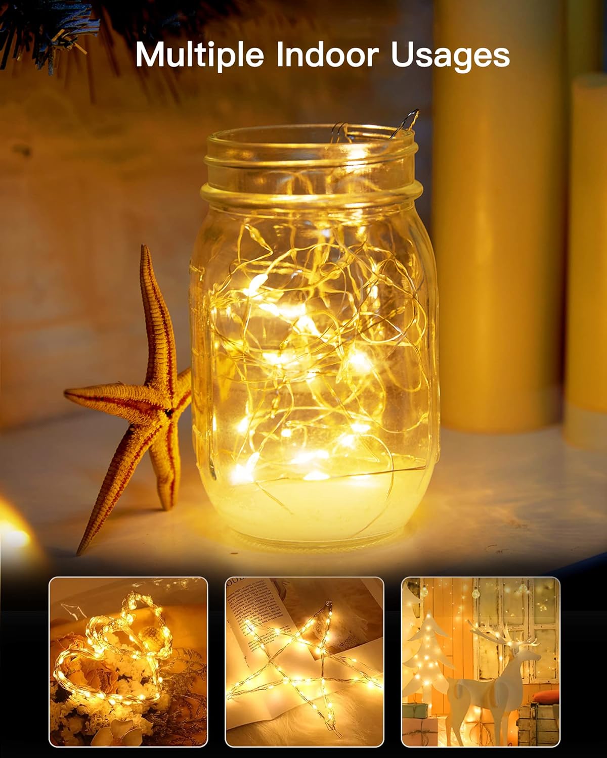 132ft Copper Wire Solar String Lights - 400 LED, Waterproof, 8 Modes