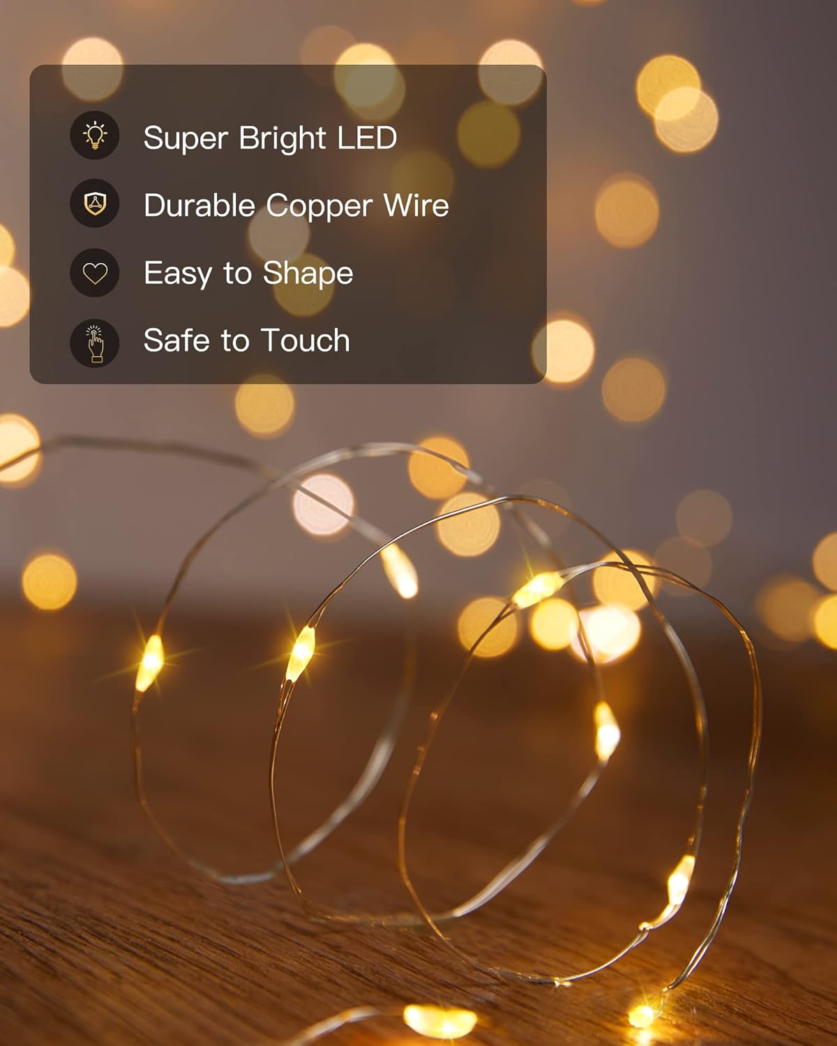 132ft Copper Wire Solar String Lights - 400 LED, Waterproof, 8 Modes