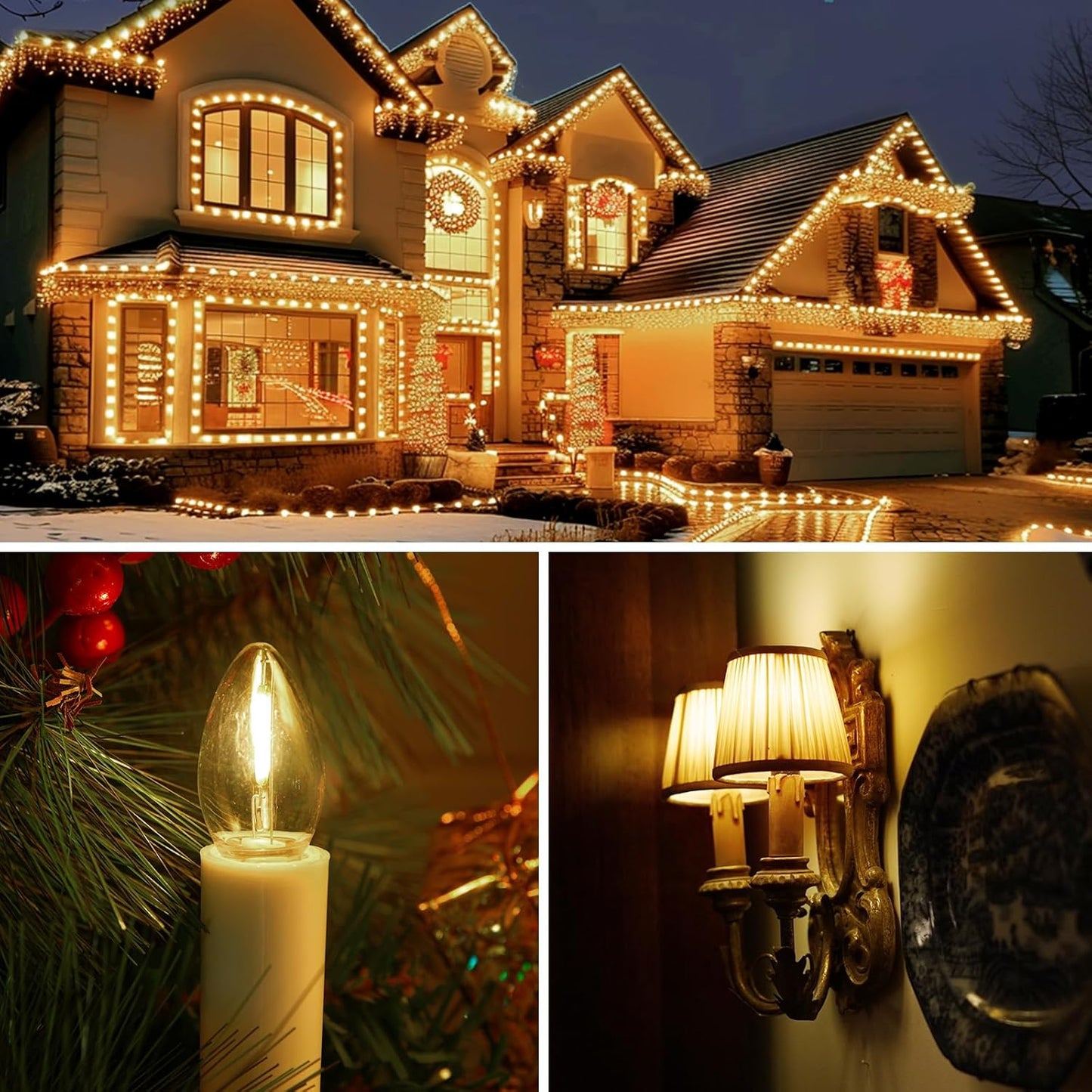 15 Pack Warm White C7 LED Christmas Bulbs