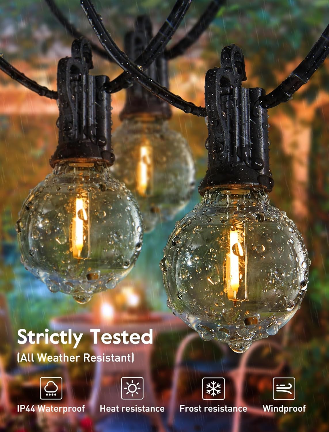150FT LED String Lights with 75 Dimmable Shatterproof Bulbs for Patio and Party Decor