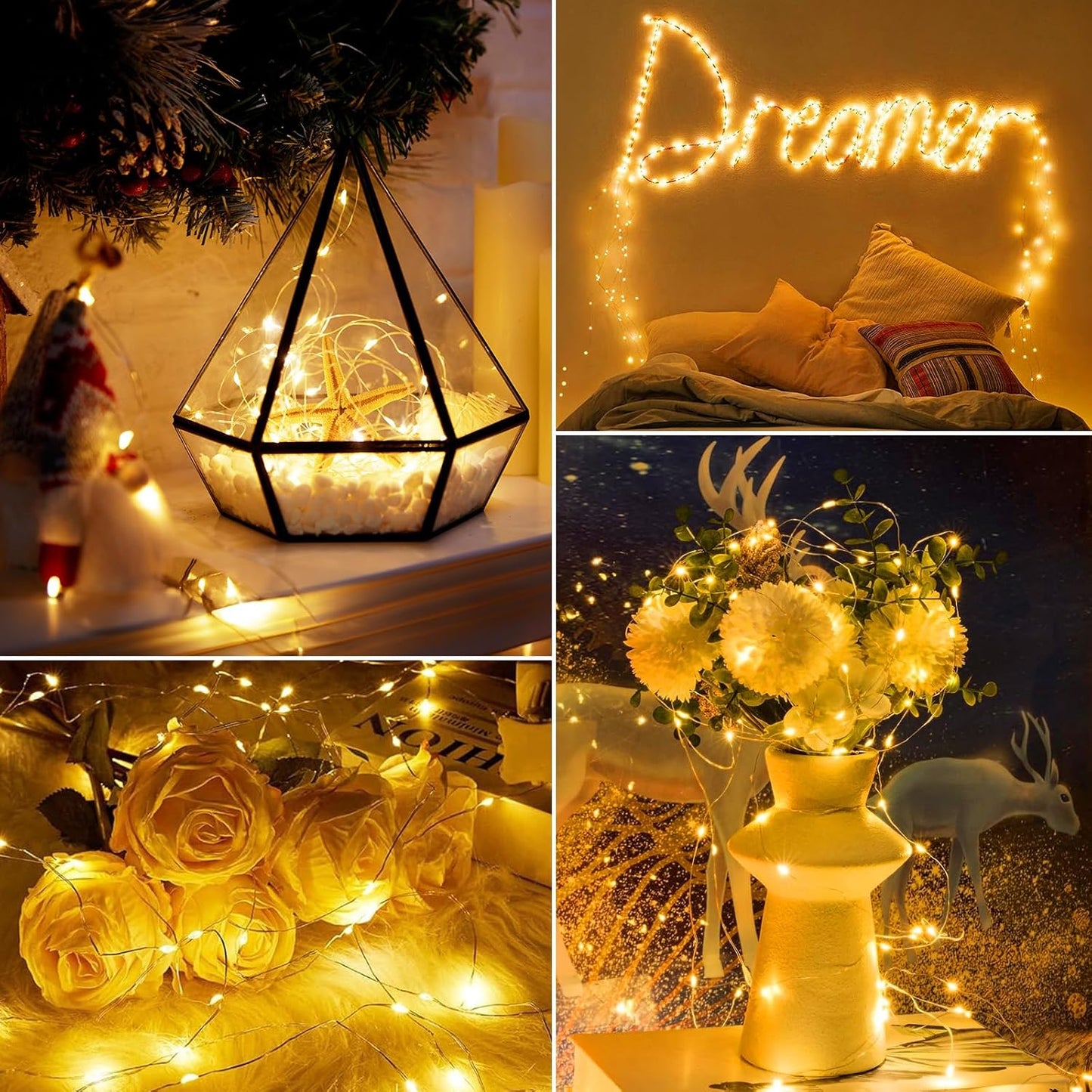 12 Pack Fairy Lights - Silver Wire, Battery Operated