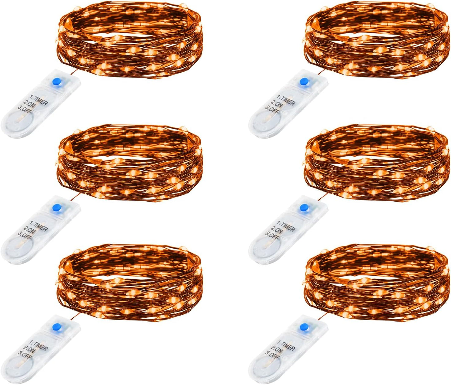 12 Pack Fairy Lights - Silver Wire, Battery Operated